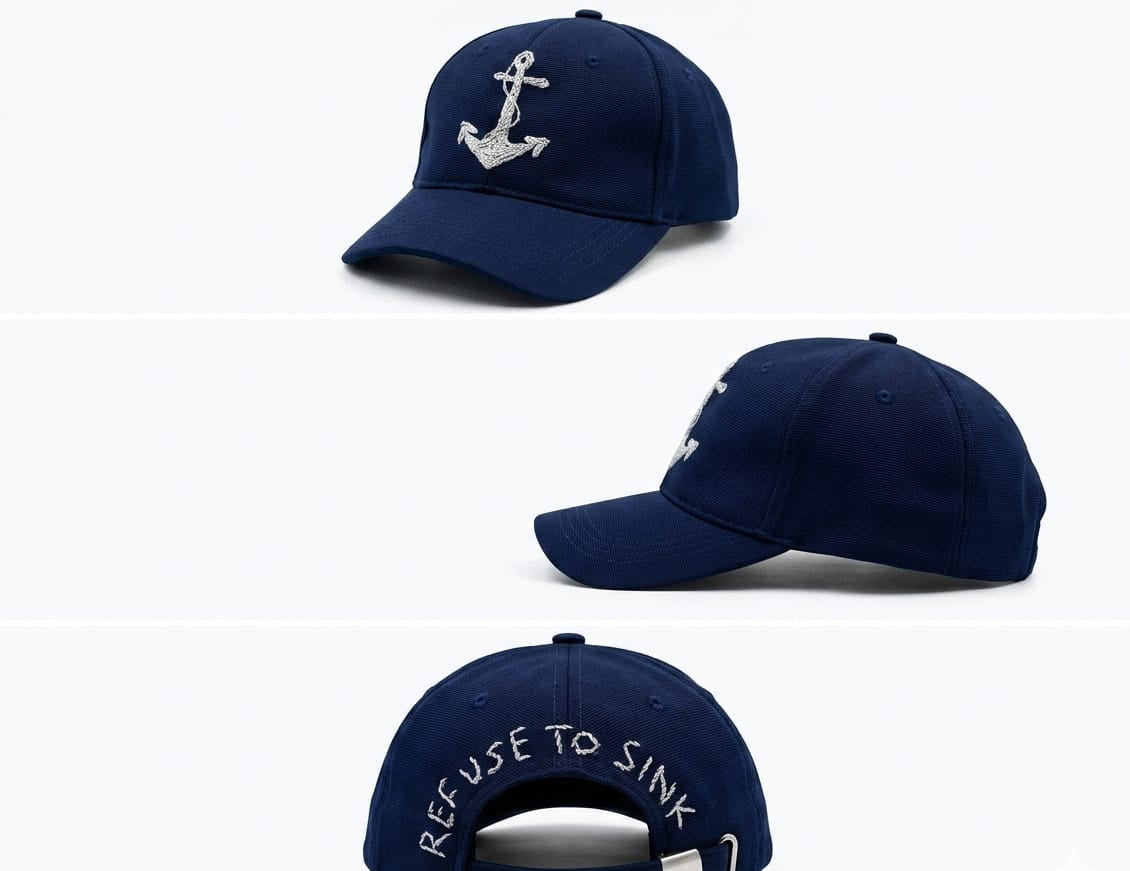 Anchor- hand embroidered cap