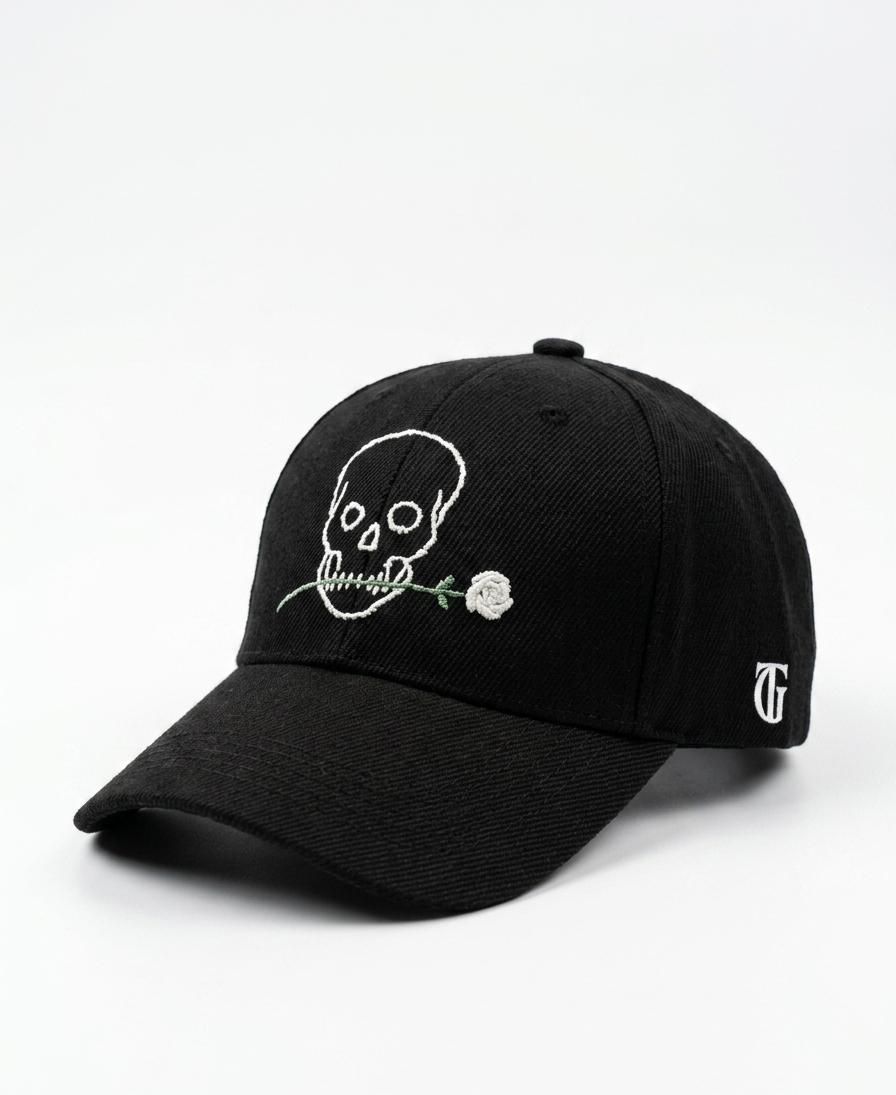 Rose Reaper Cap (hand-embroidered)