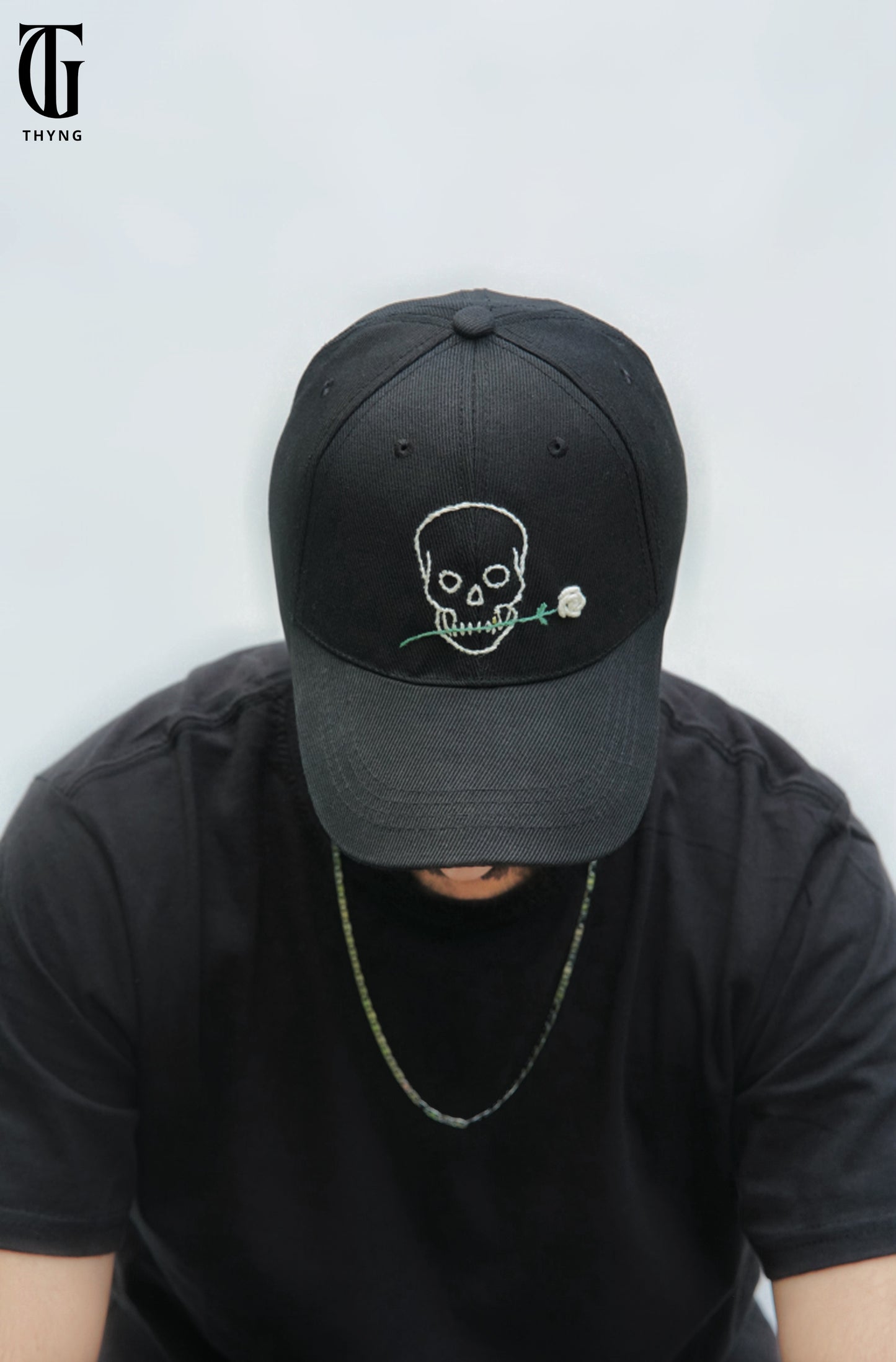 Rose Reaper Cap (hand-embroidered)
