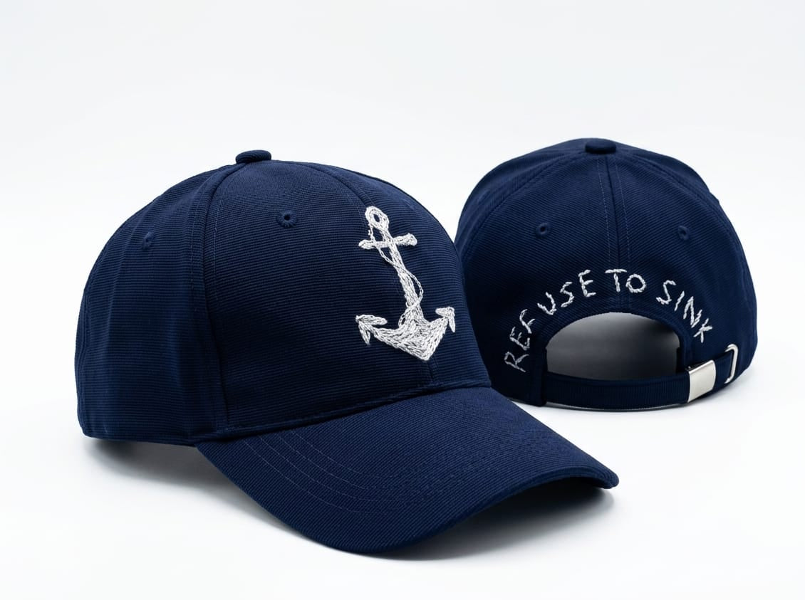 Anchor- hand embroidered cap