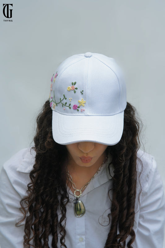 Floral Cap (hand-embroidered)